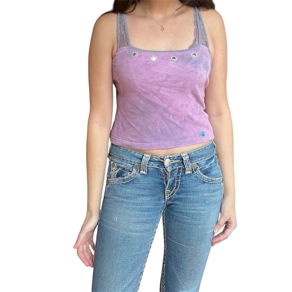 Vintage western retro L.E.I Purple and grey cami top size s